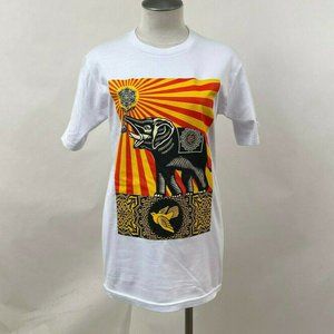 Obey Women's T-Shirt Peace Elephant White